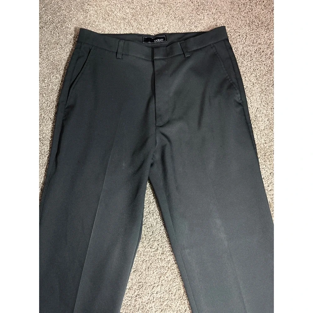 Oobe Mens Dress Pants 32x34 Charcoal Gray Flat Front Straight Leg Polyester